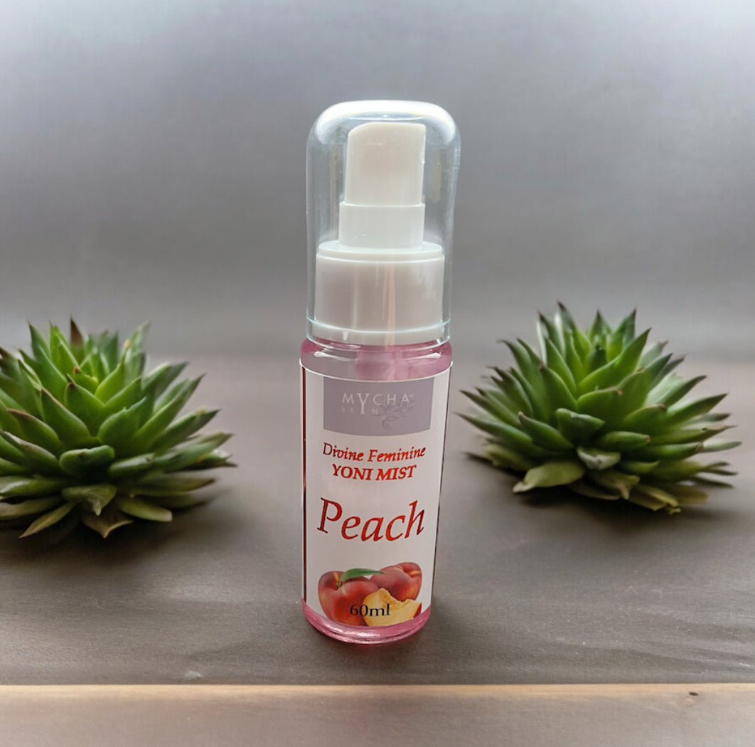 Divine Feminine Yoni Mist Peach scent 60ml natural intimate spray with pH balance and odor control