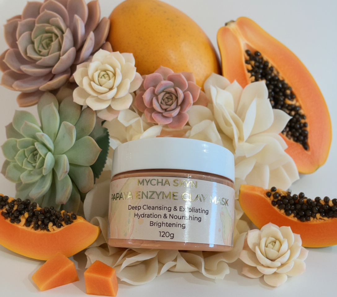 Papaya Enzyme Clay Mask cream jar with brightening and moisturizing properties for radiant skin