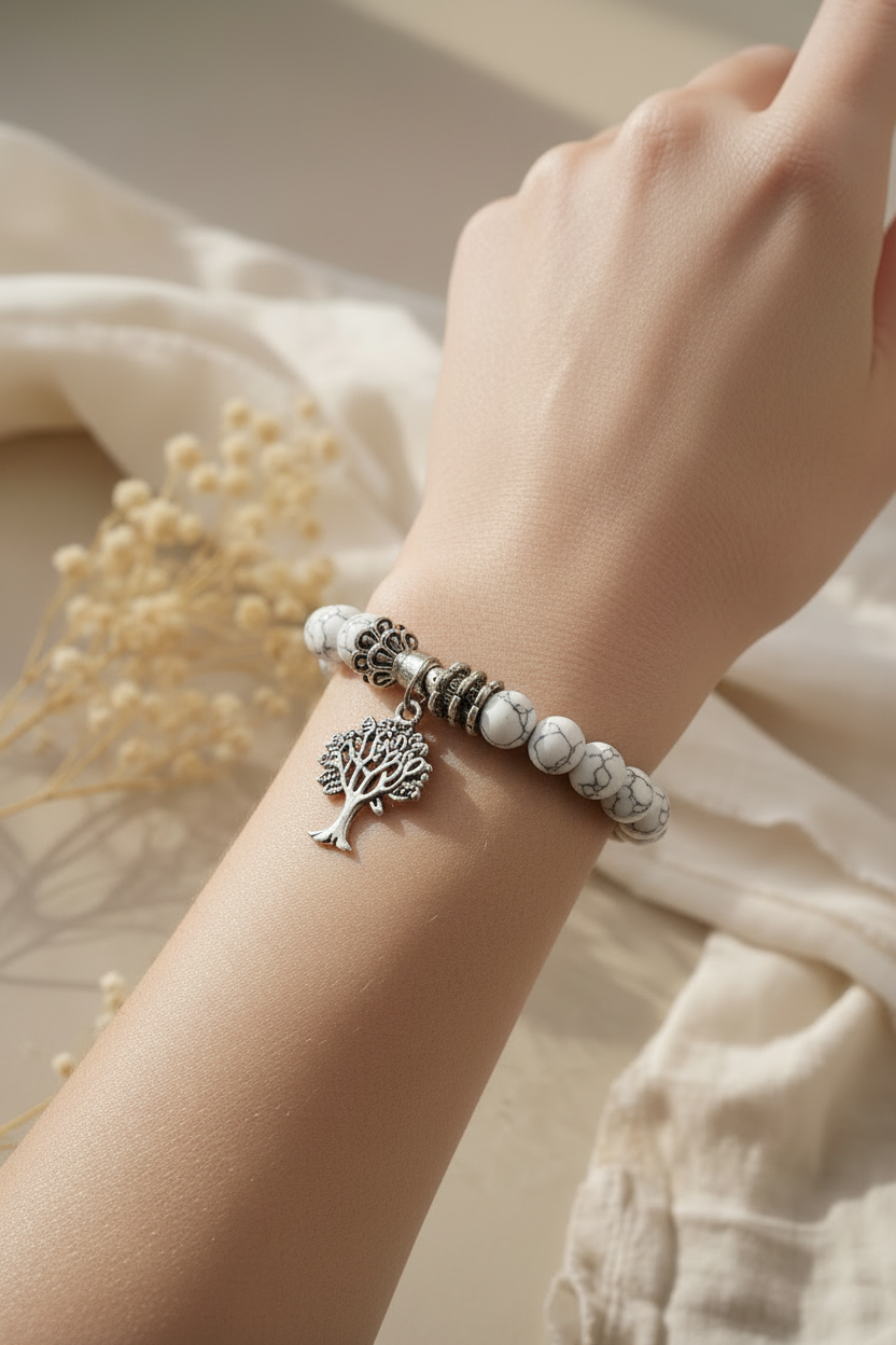 White Howlite Tree of Life Bracelet