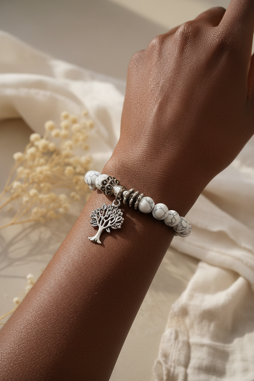 White Howlite Tree of Life Bracelet